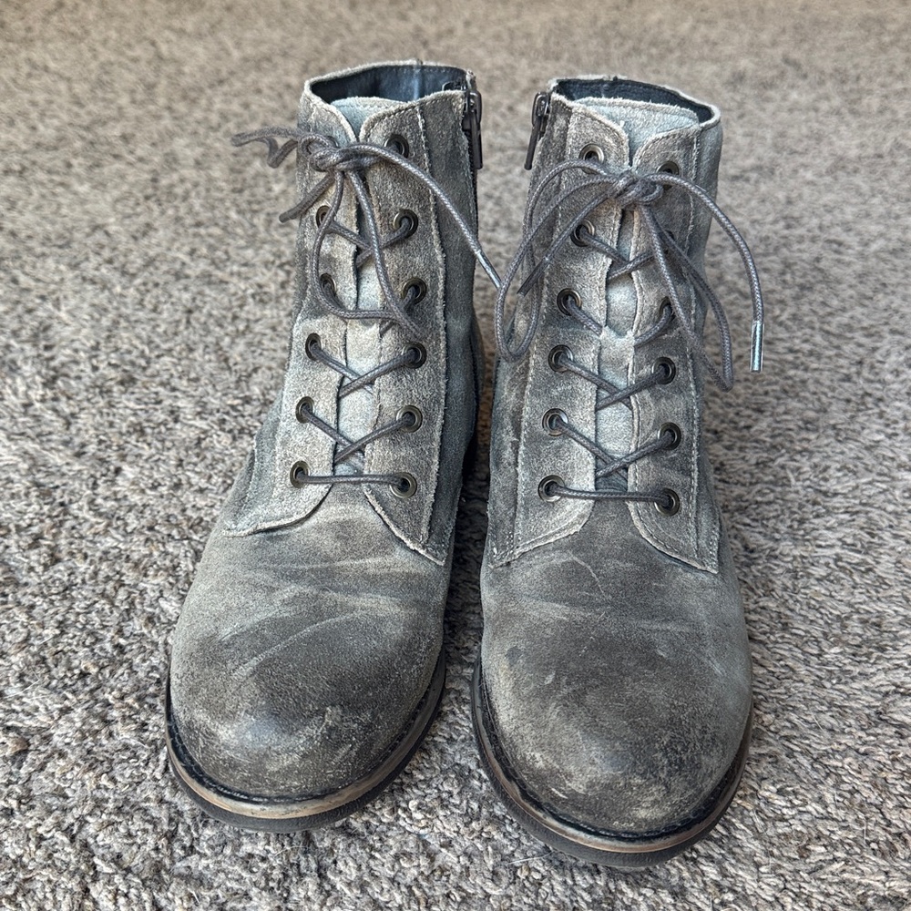 Taos distressed charcoal grey lace-up boots, women’s EU sz. 39/ US 8.5, perfect - Picture 3 of 11